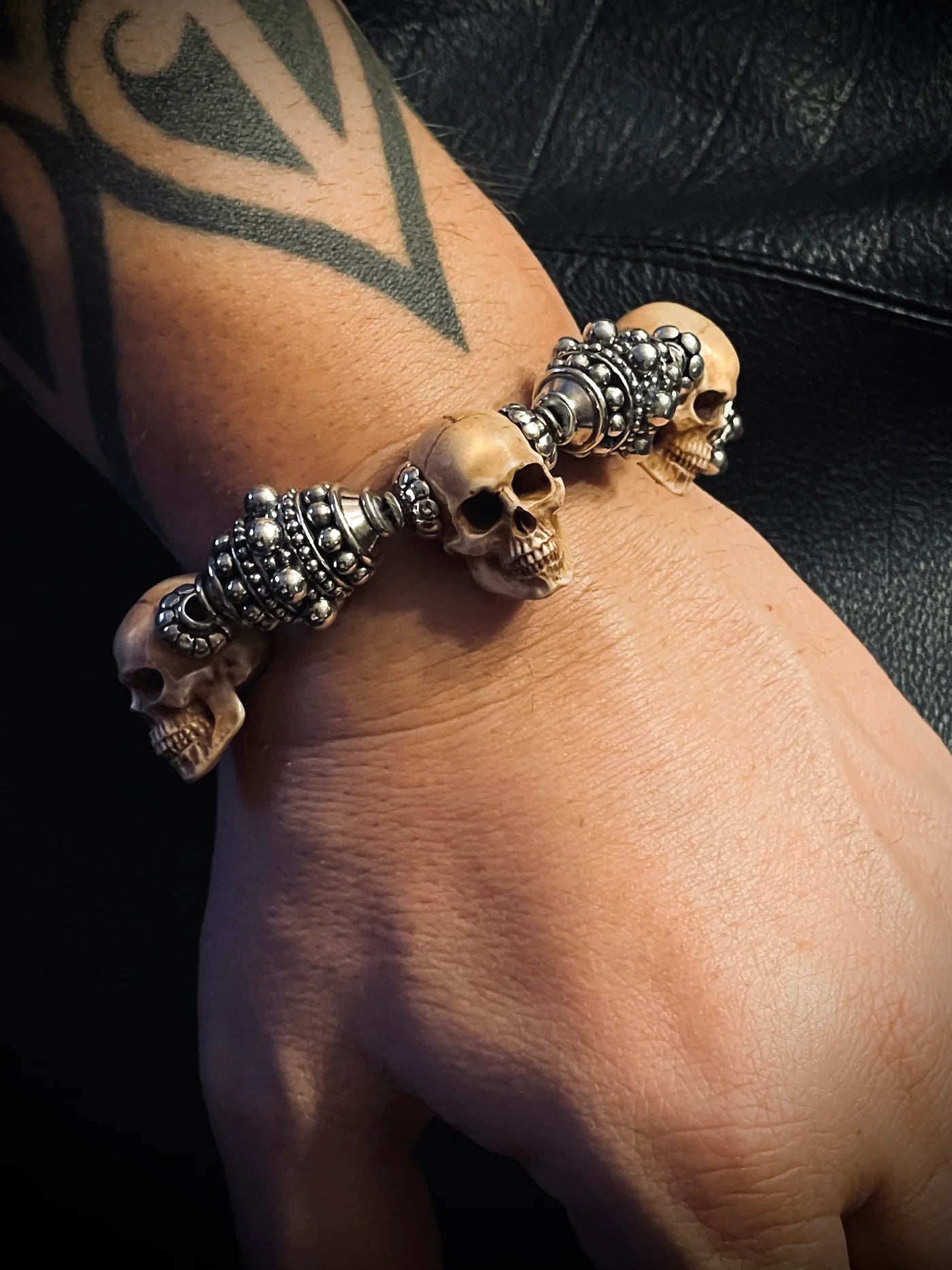 Mortis Ores Antler Skull & Babylon Bead Bracelet