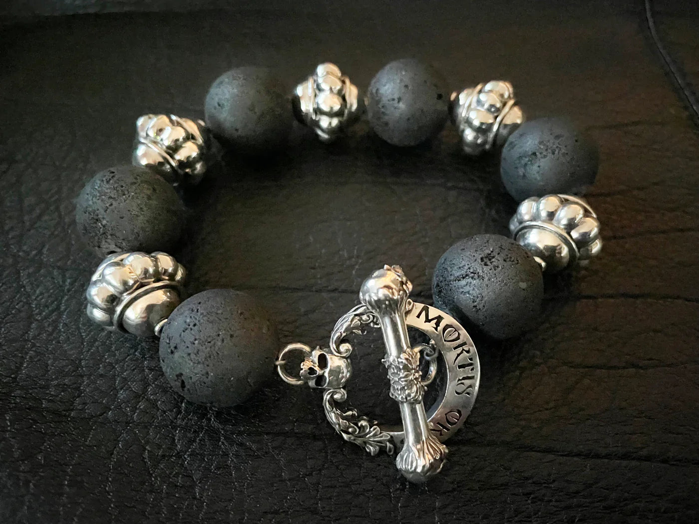 Black Lava Mala Chain Bracelet