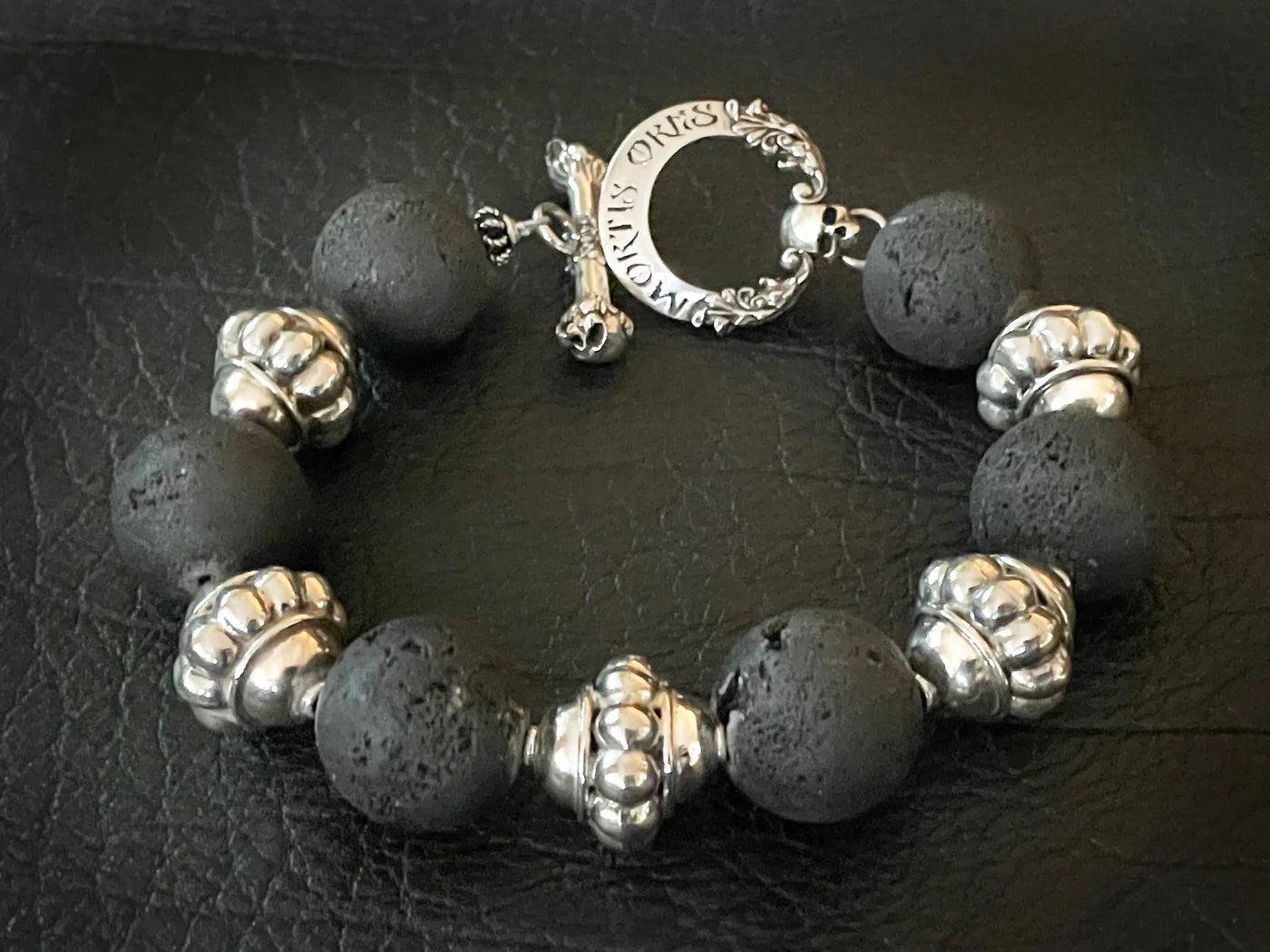 Black Lava Mala Chain Bracelet