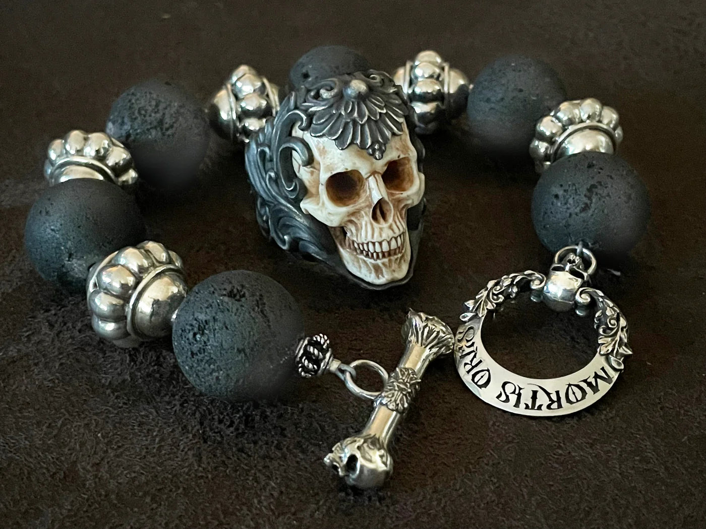 Black Lava Mala Chain Bracelet