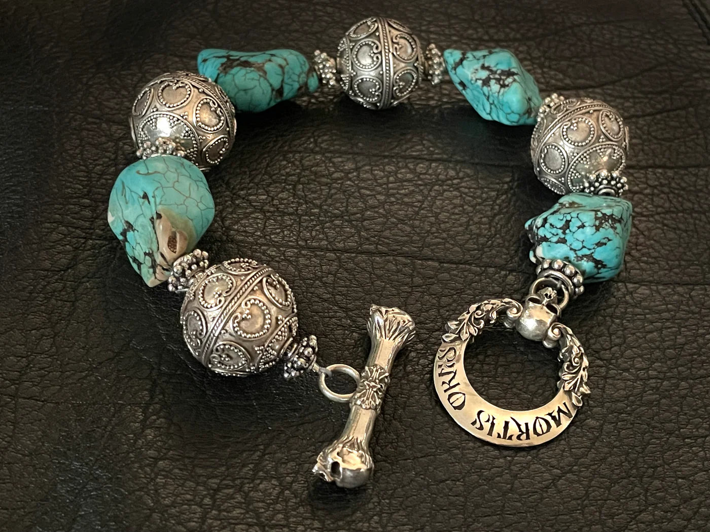 Blue Turquoise Mala Chain Bracelet