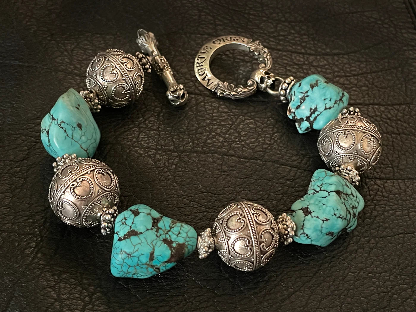 Blue Turquoise Mala Chain Bracelet