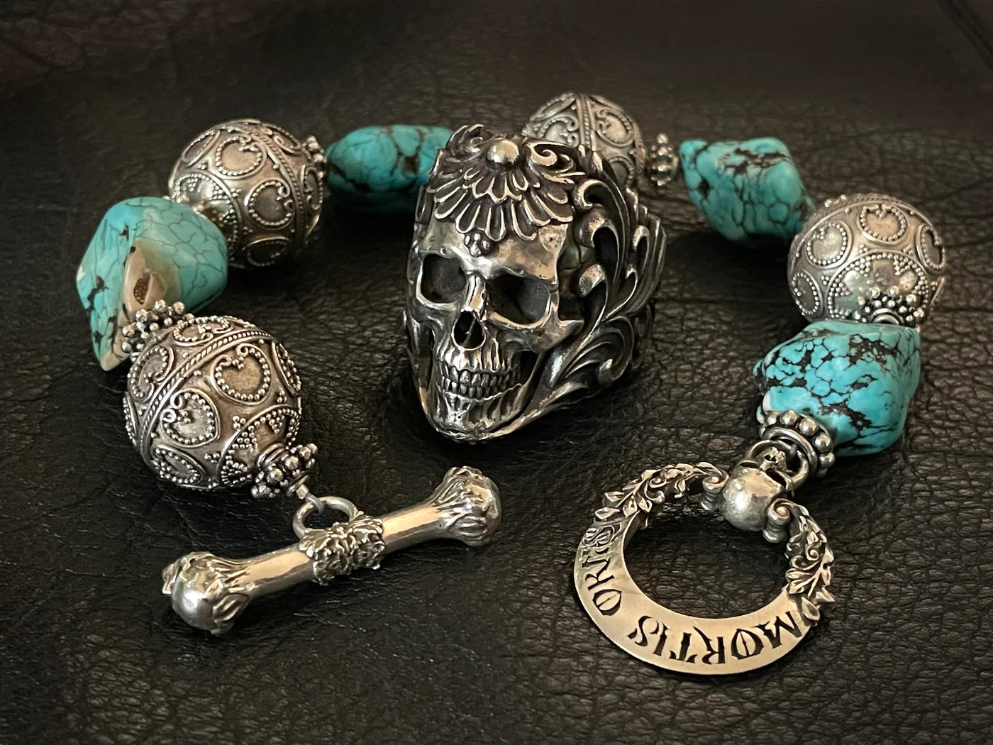 Blue Turquoise Mala Chain Bracelet