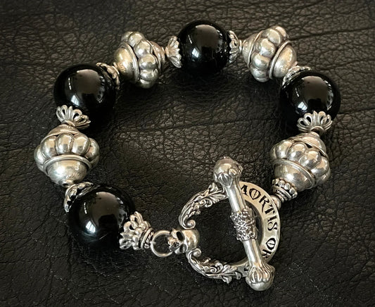 Black Onyx Mala Chain Bracelet