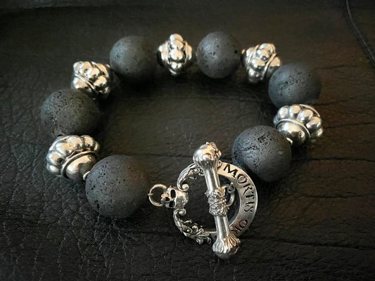 Black Lava Mala Chain Bracelet