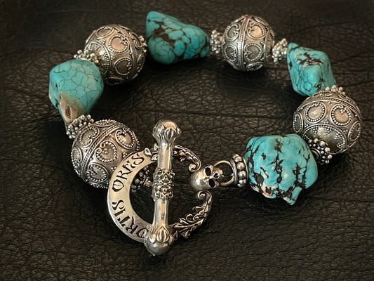 Blue Turquoise Mala Chain Bracelet
